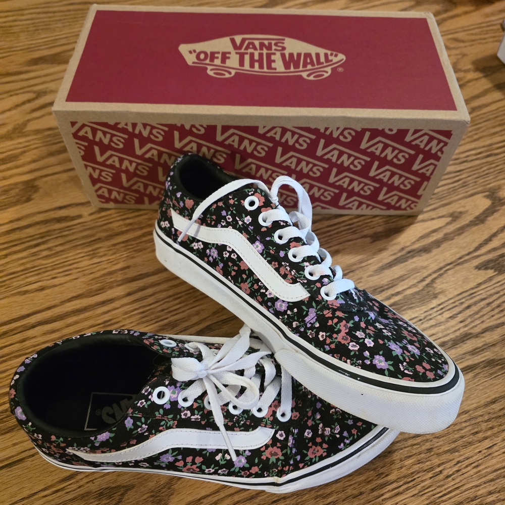 Vans Black Floral Canvas Shoes